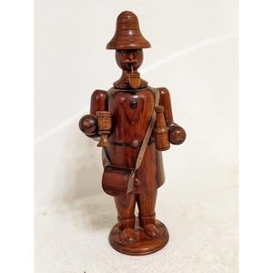 15" vintage Erzgebirge man AND bag wood figurine